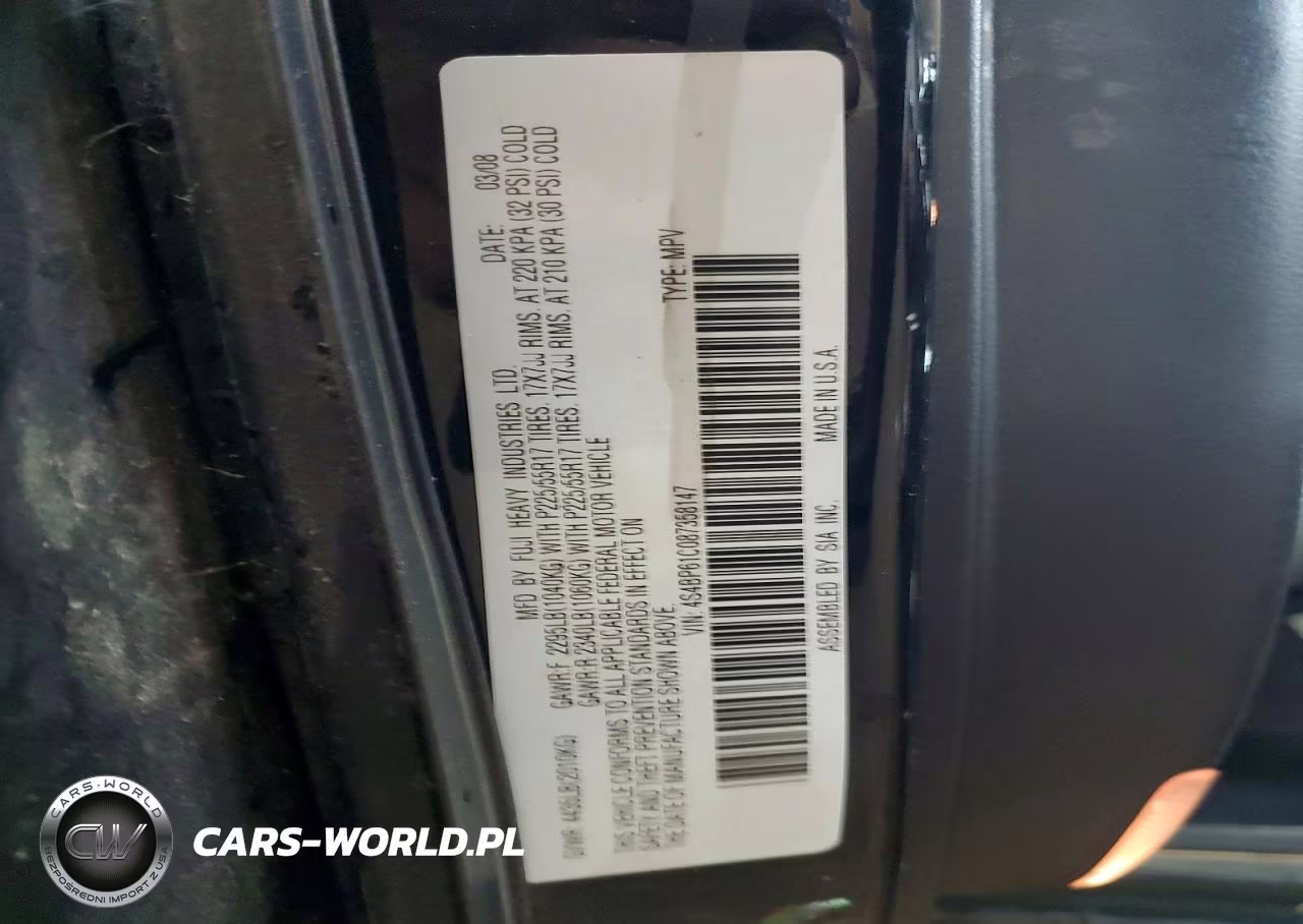 2008 Subaru Outback 2.5I VIN:4S4BP61C087358147 - 13