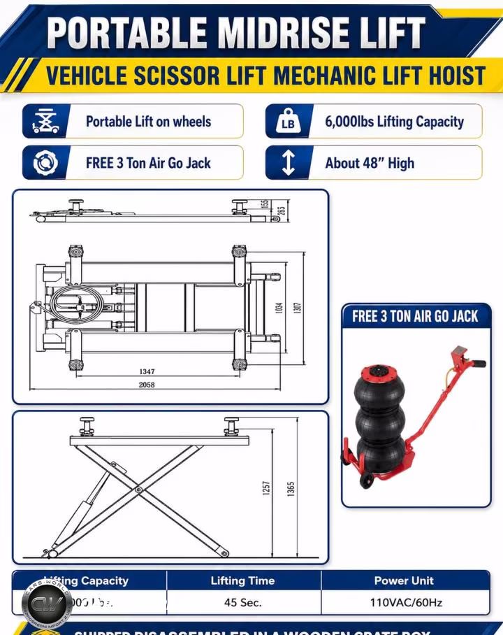 2026 Portable Scissor Car Lift Mid Rise Mechanic Lift VIN:38912839 - 10