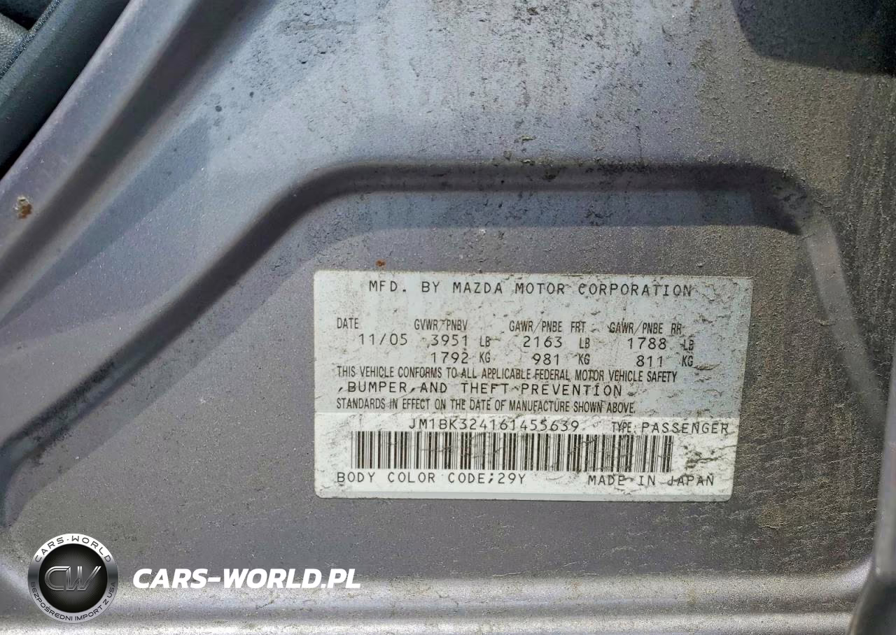 2006 Mazda 3 S VIN:JM1BK324161455639 - 12