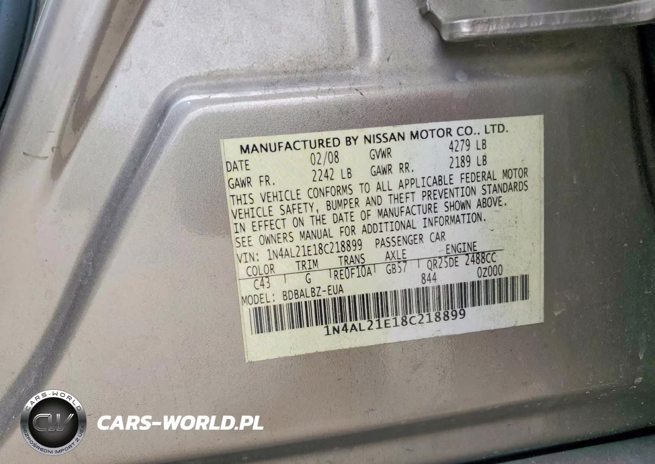 2008 Nissan Altima 2.5 VIN:1N4AL21E18C218899 - 13