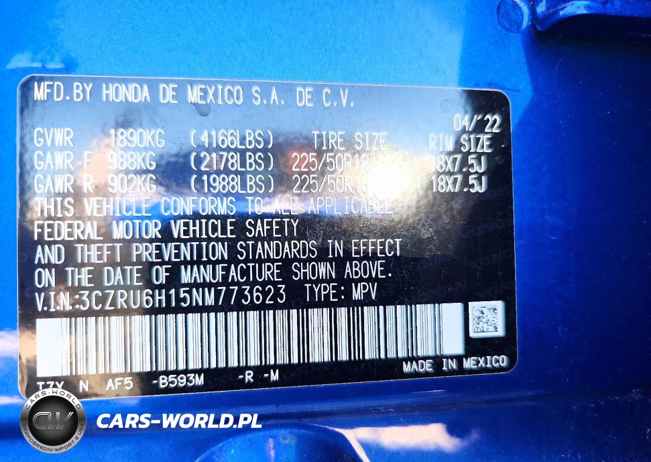 2022 Honda Hr-V Sport VIN:3CZRU6H15NM773623 - 12