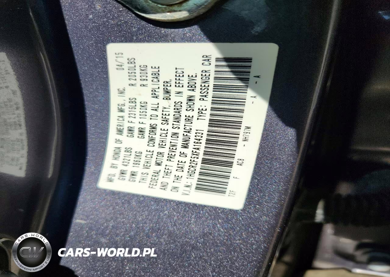 2015 Honda Accord Sport VIN:1HGCR2F5XFA164331 - 12