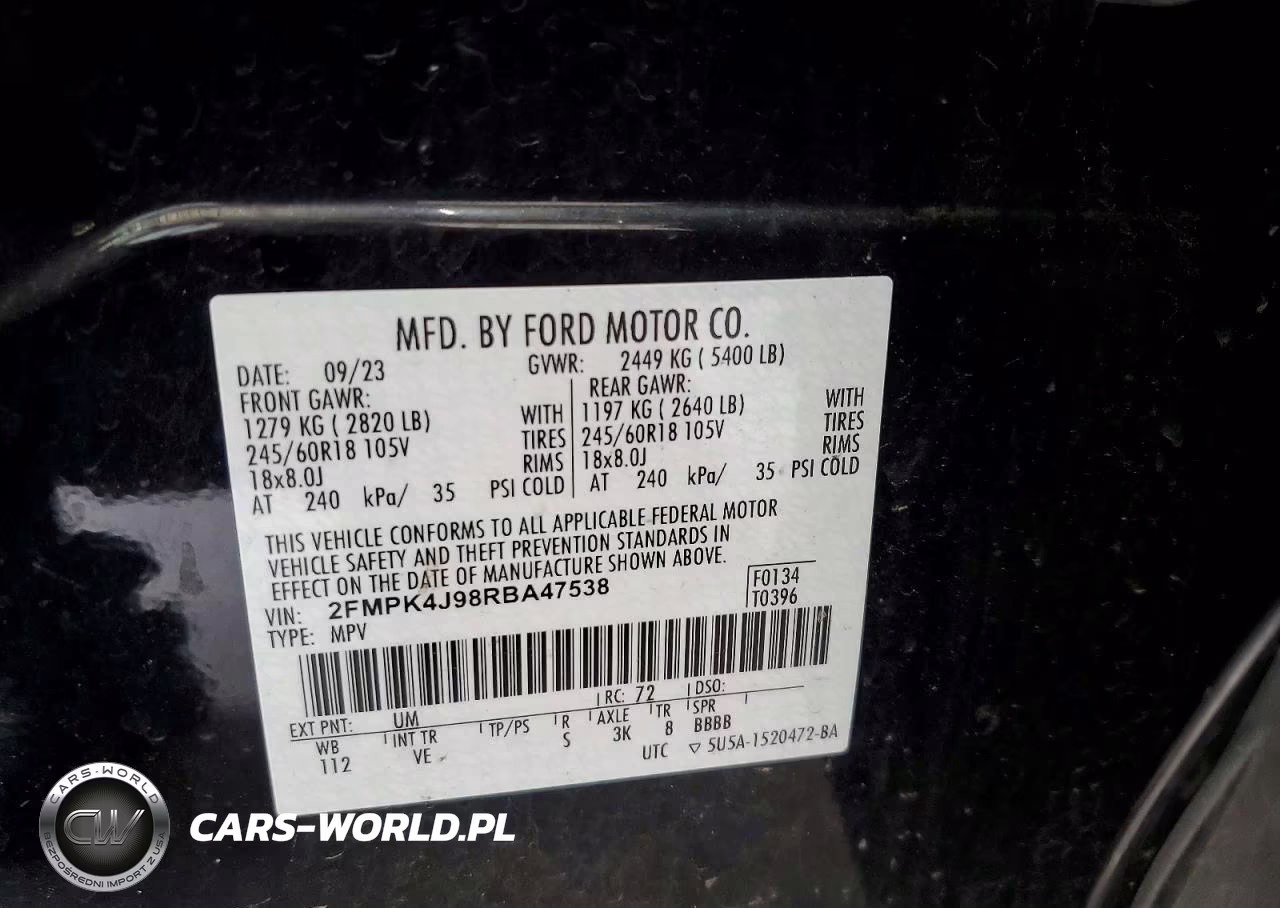2024 Ford Edge Sel VIN:2FMPK4J98RBA47538 - 13