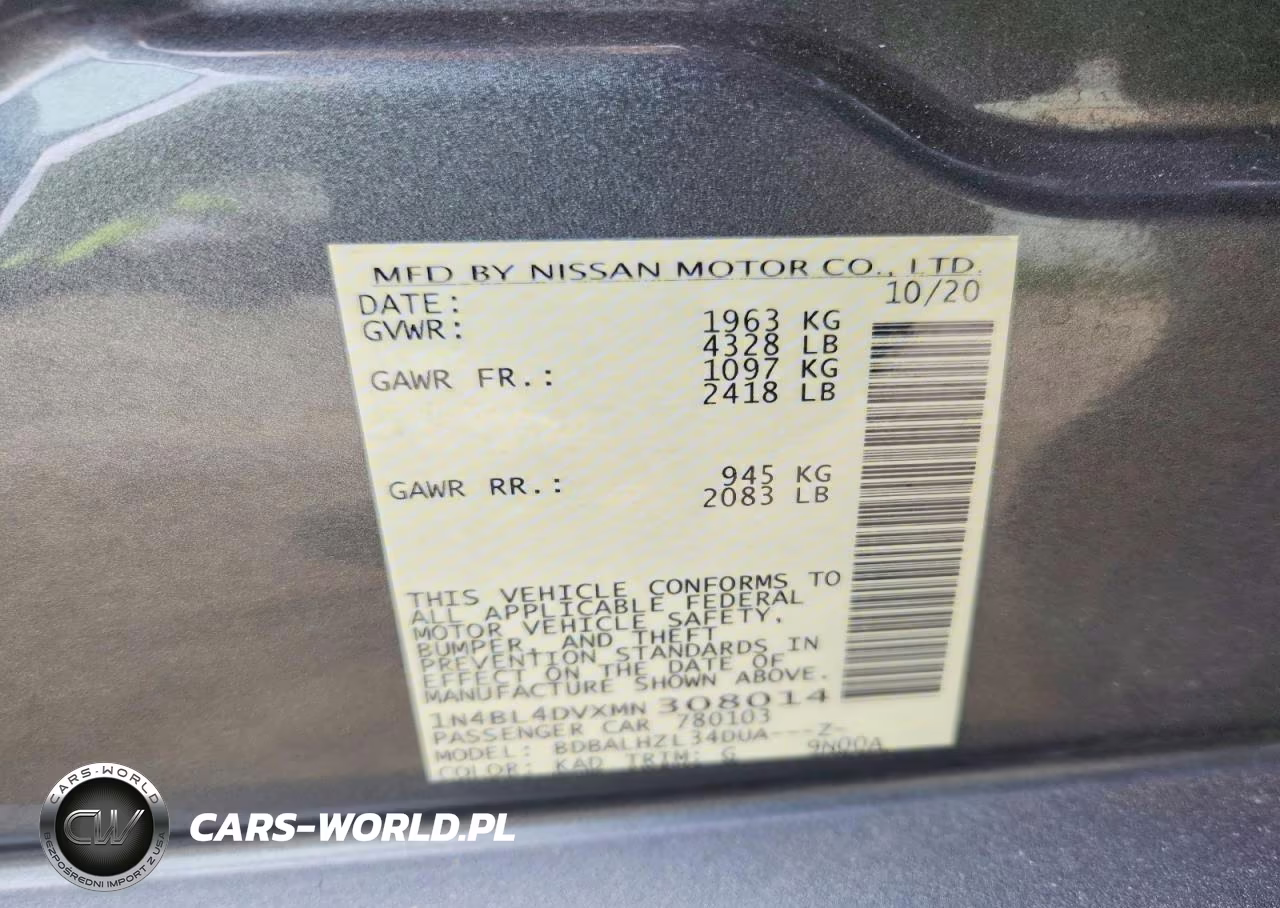 2021 Nissan Altima Sv VIN:1N4BL4DVXMN308014 - 12