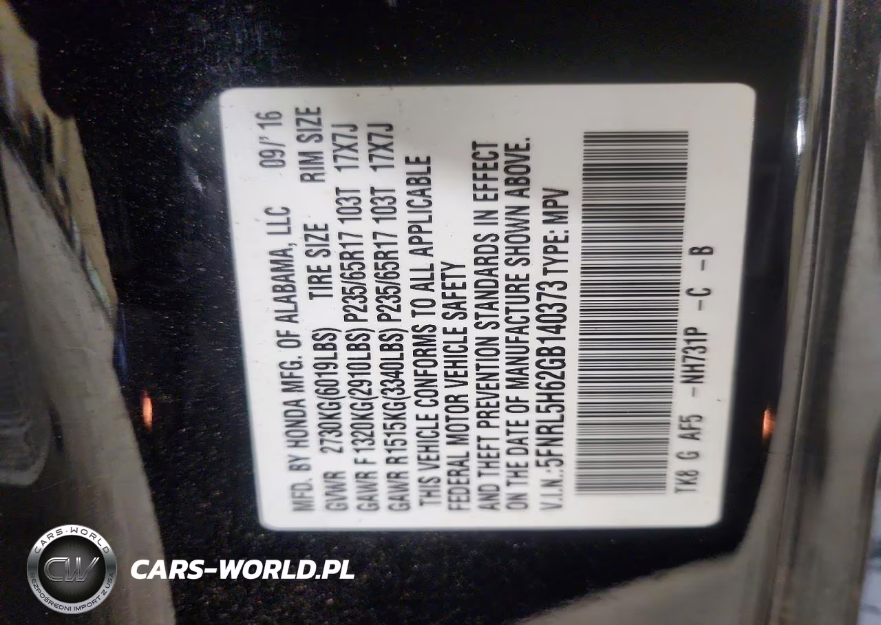 2016 Honda Odyssey Exl VIN:5FNRL5H62GB140373 - 13