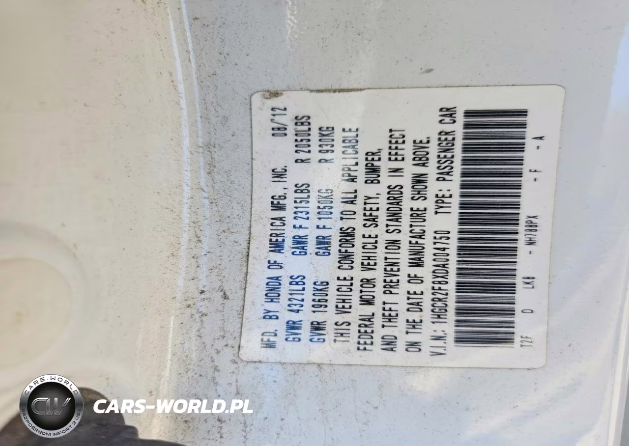 2013 Honda Accord Exl VIN:1HGCR2F8XDA004750 - 12