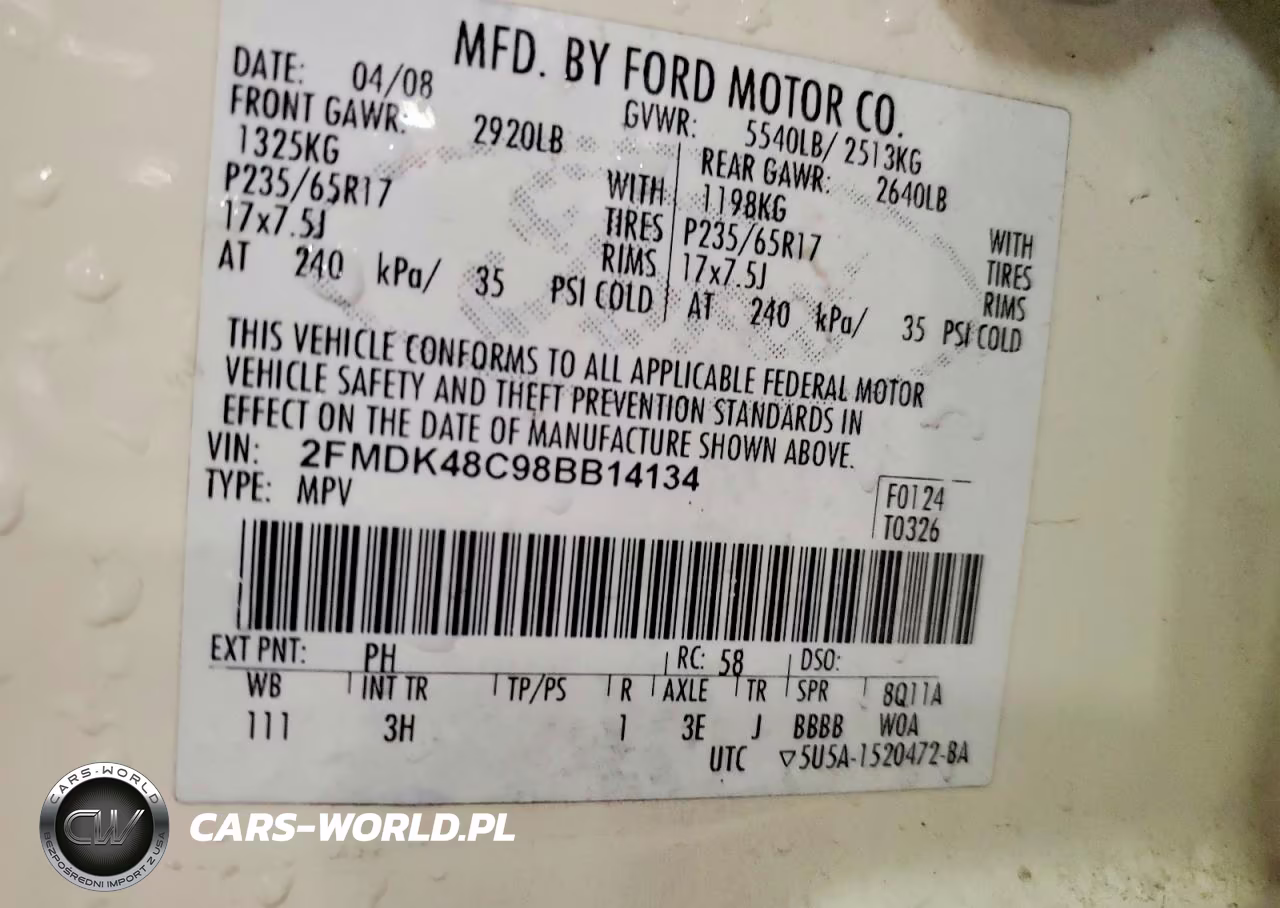 2008 Ford Edge Sel VIN:2FMDK48C98BB14134 - 13