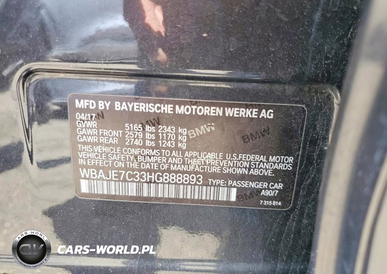 2017 BMW 540 Xi VIN:WBAJE7C33HG888893 - 12