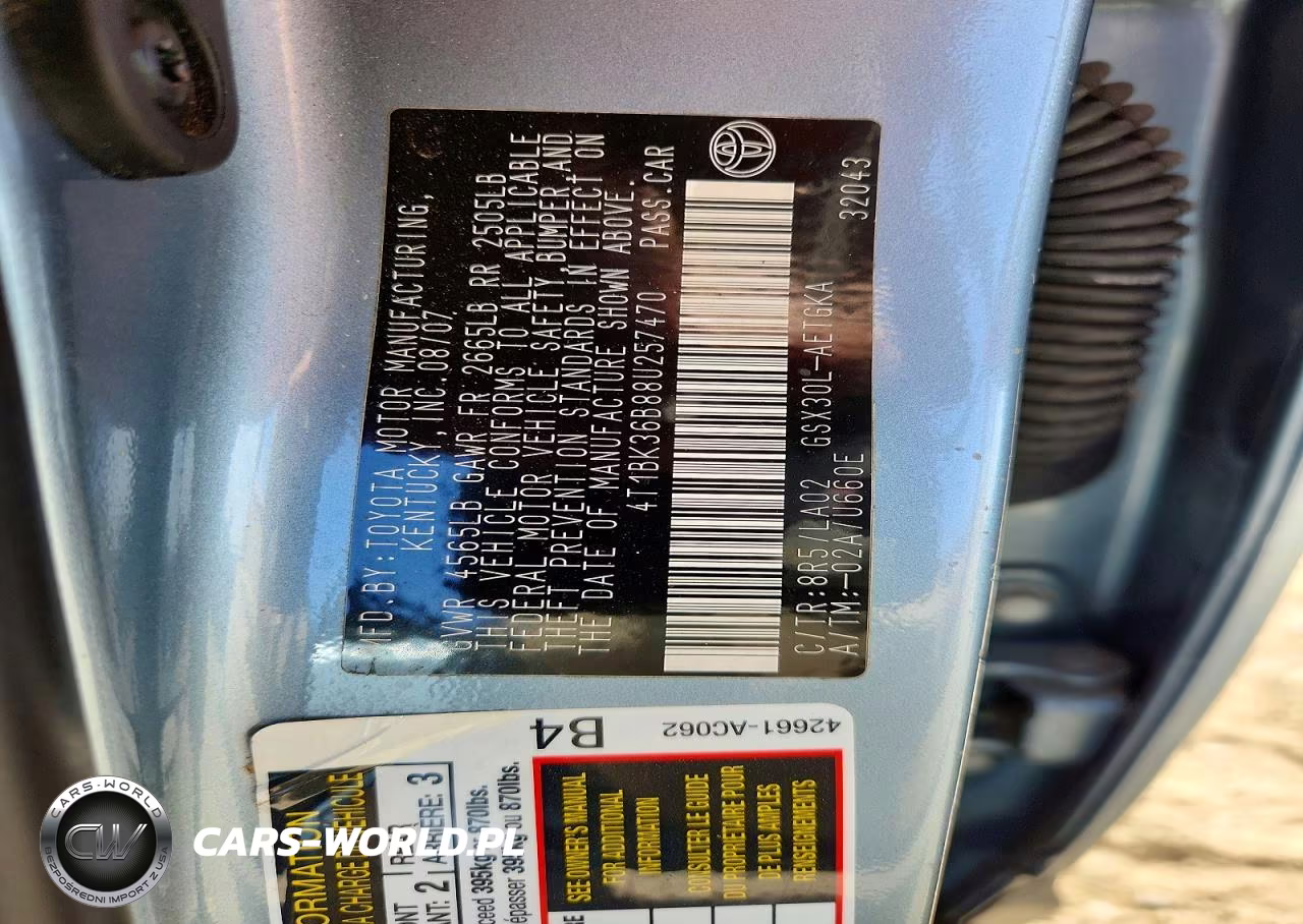 2008 Toyota Avalon Xls VIN:4T1BK36B88U257470 - 12