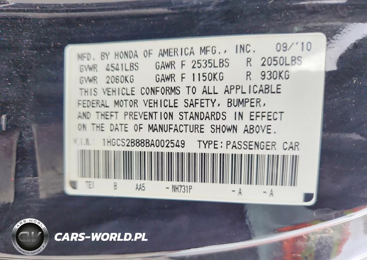 2011 Honda Accord Exl VIN:1HGCS2B88BA002549 - 12
