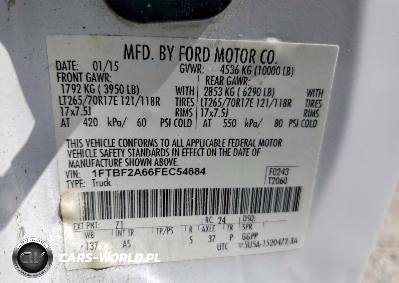 2015 Ford F250 Super Duty VIN:1FTBF2A66FEC54684 - 12