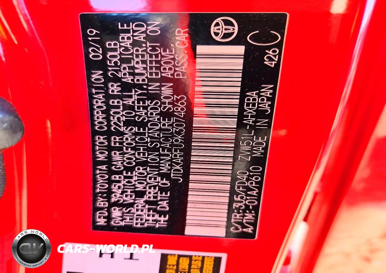 2019 Toyota Prius Le VIN:JTDKARFU9K3074863 - 12