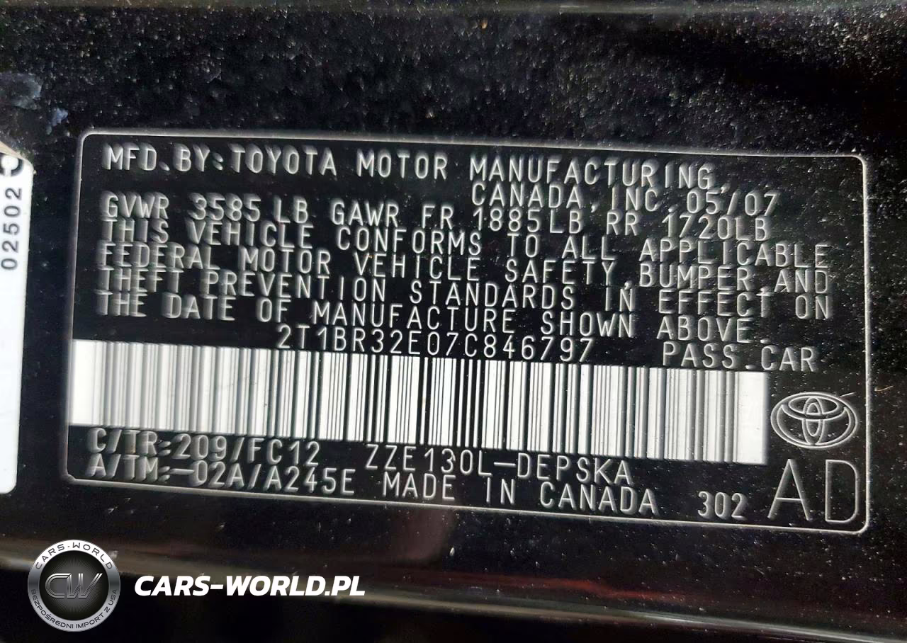 2007 Toyota Corolla S VIN:2T1BR32E07C846797 - 13