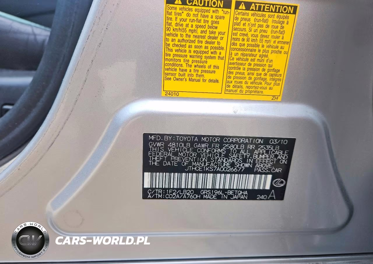 2010 Lexus Gs 350 VIN:JTHCE1KS7A0026677 - 12