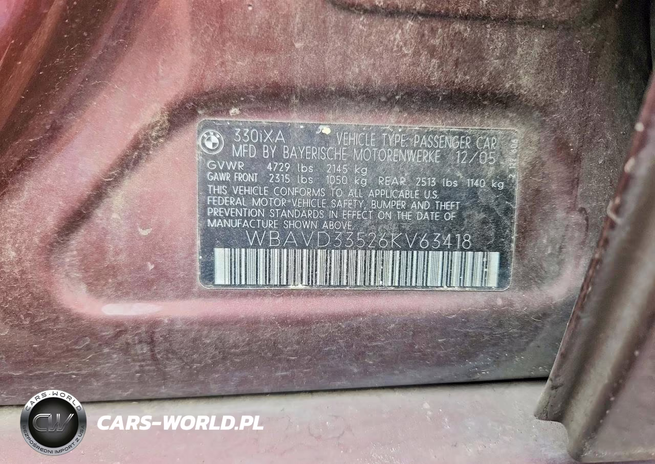 2006 BMW 330 Xi VIN:WBAVD33526KV63418 - 13