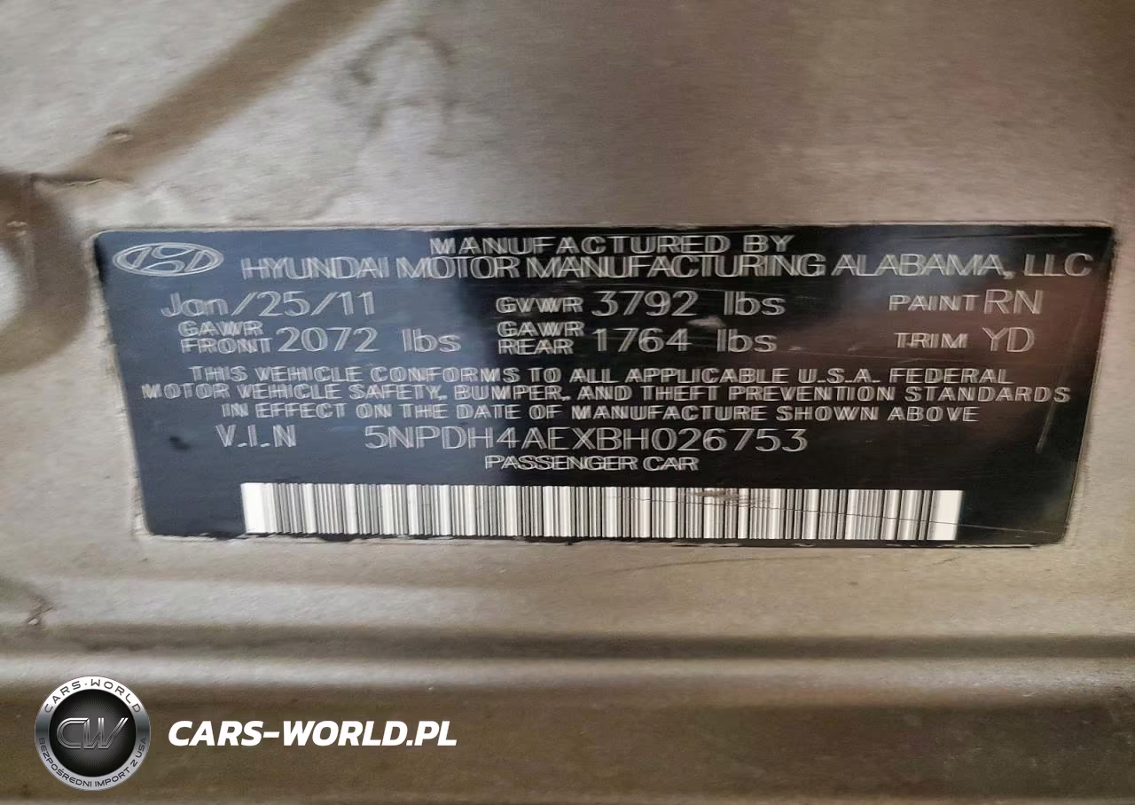 2011 Hyundai Elantra Gls Automati VIN:5NPDH4AEXBH026753 - 12