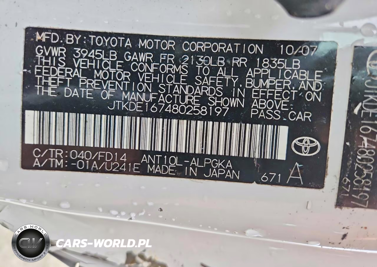 2008 Scion Tc Base VIN:JTKDE167480258197 - 12