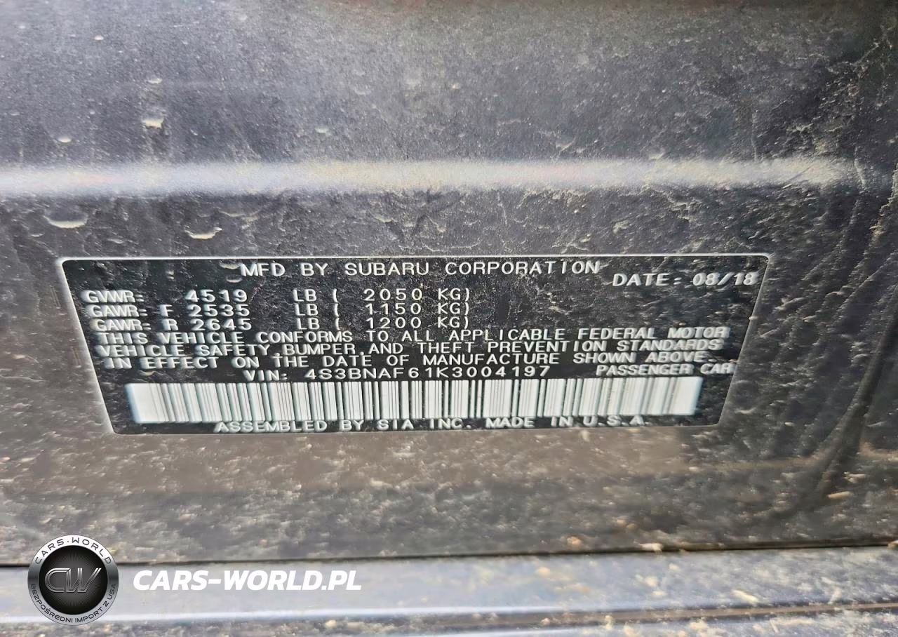 2019 Subaru Legacy 2.5I Premium VIN:4S3BNAF61K3004197 - 13