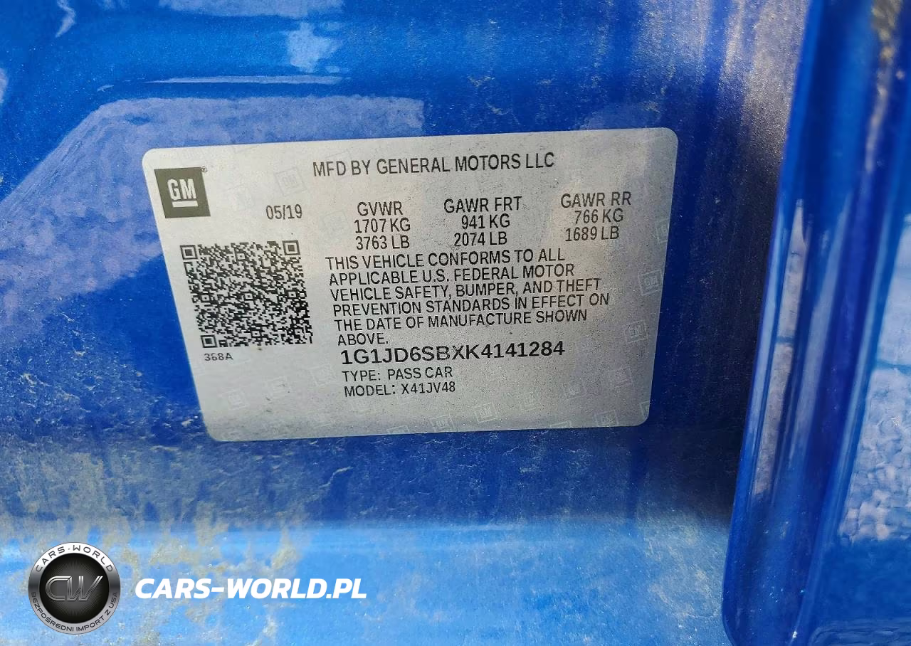 2019 Chevrolet Sonic Lt VIN:1G1JD6SBXK4141284 - 13