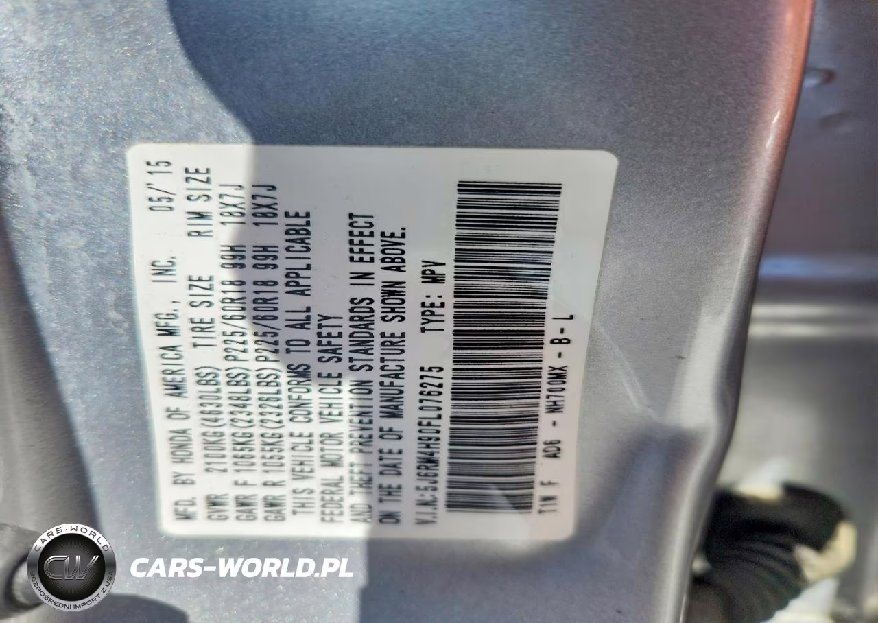 2015 Honda Cr-V Touring VIN:5J6RM4H90FL076275 - 13