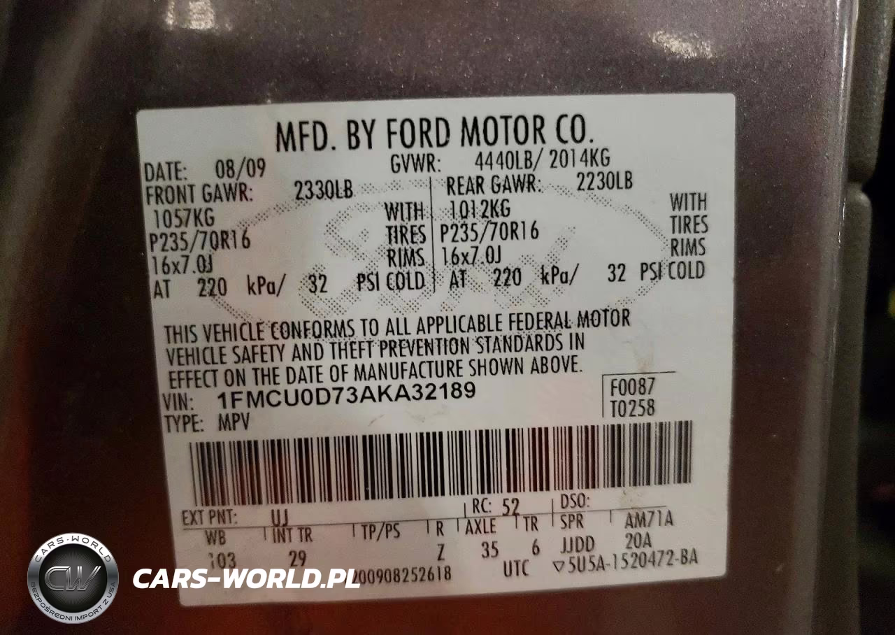 2010 Ford Escape Xlt VIN:1FMCU0D73AKA32189 - 13