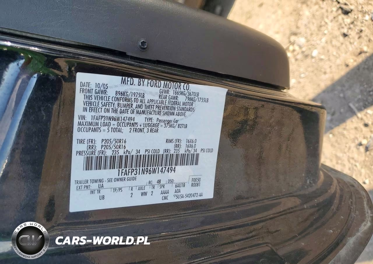2006 Ford Focus VIN:1FAFP31N96W147494 - 12