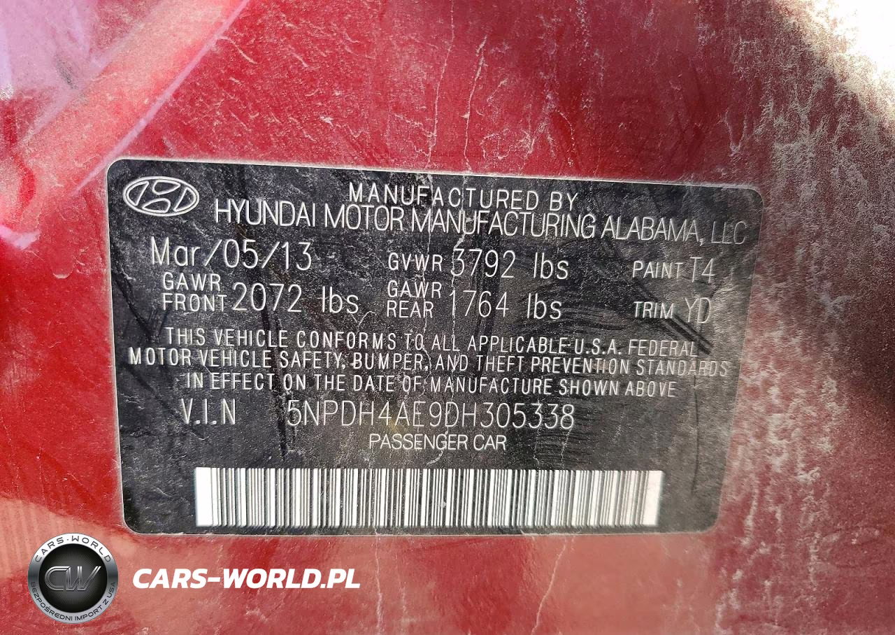 2013 Hyundai Elantra Limited VIN:5NPDH4AE9DH305338 - 12