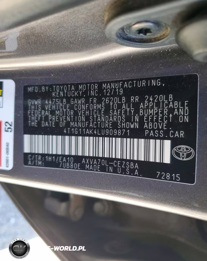 2020 Toyota Camry Se VIN:4T1G11AK4LU909871 - 13