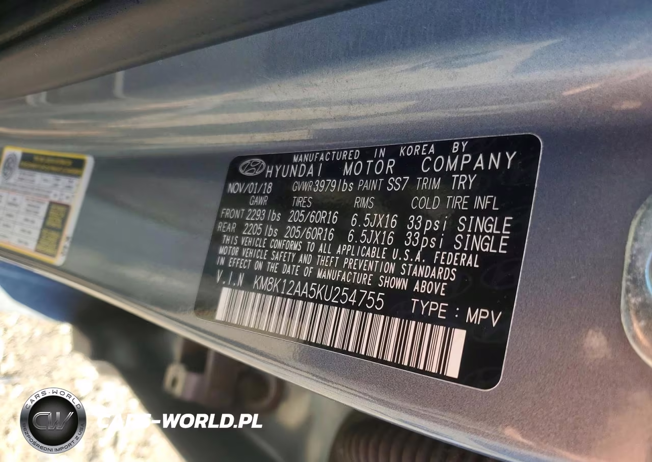 2019 Hyundai Kona Se VIN:KM8K12AA5KU254755 - 12