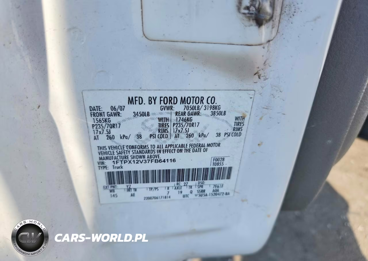 2007 Ford F150 VIN:1FTPX12V37FB64116 - 12