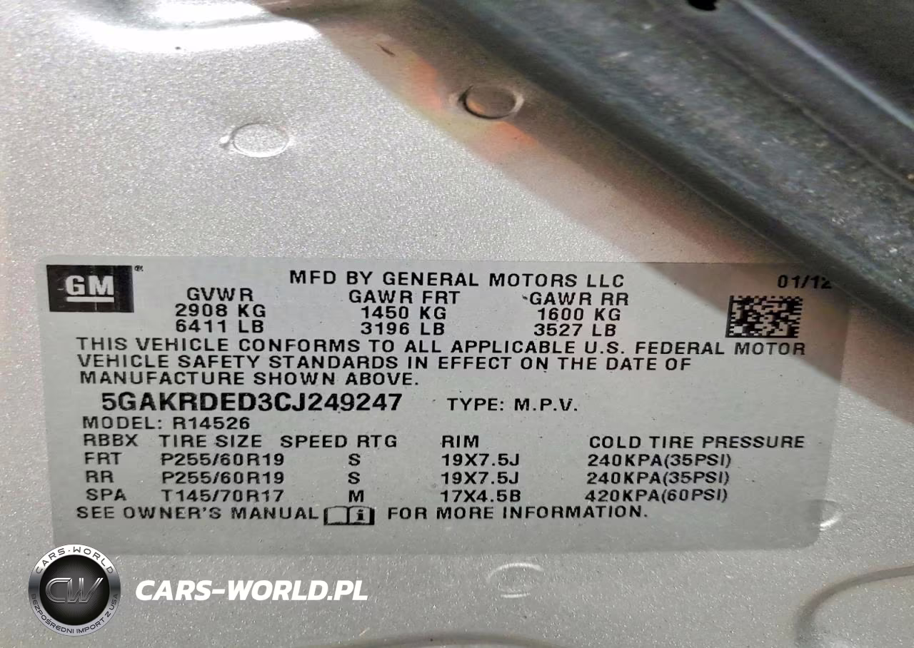 2012 Buick Enclave VIN:5GAKRDED3CJ249247 - 13