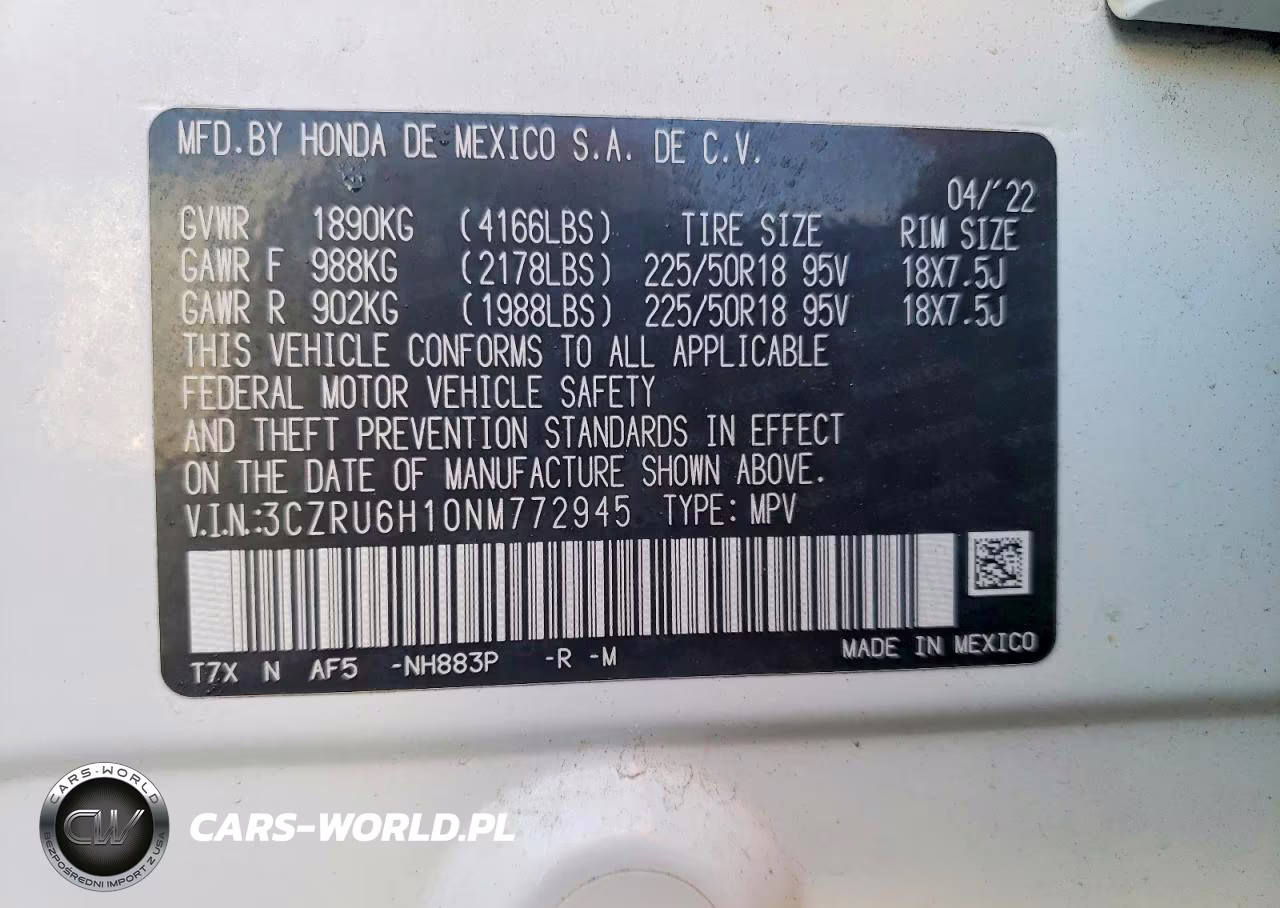2022 Honda Hr-V Sport VIN:3CZRU6H10NM772945 - 12