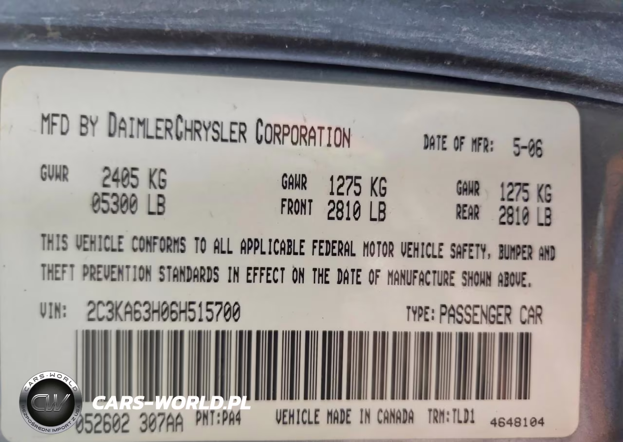 2006 Chrysler 300C VIN:2C3KA63H06H515700 - 12
