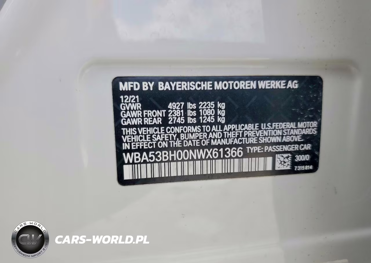 2022 BMW 530 I VIN:WBA53BH00NWX61366 - 12