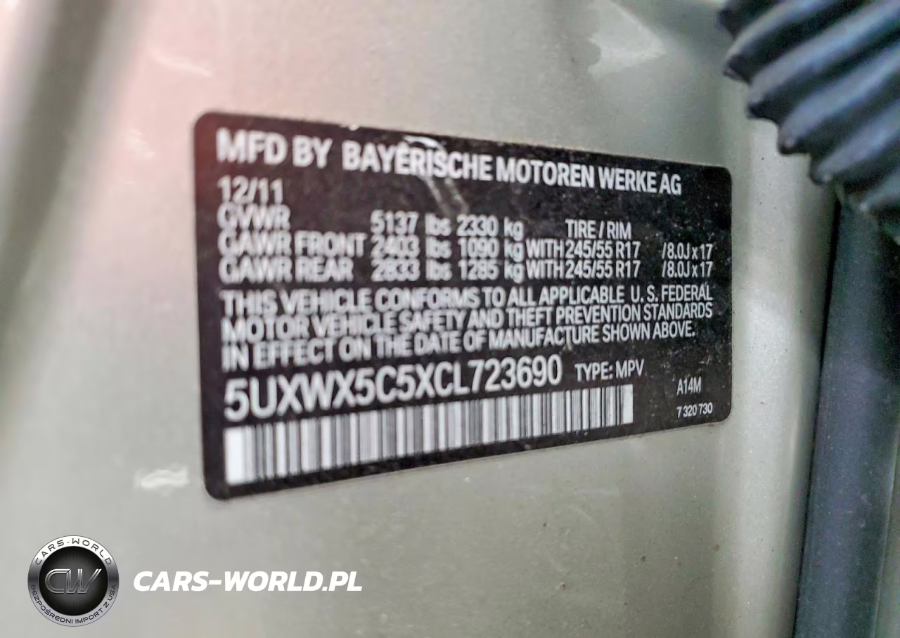2012 BMW X3 xDrive28I VIN:5UXWX5C5XCL723690 - 13
