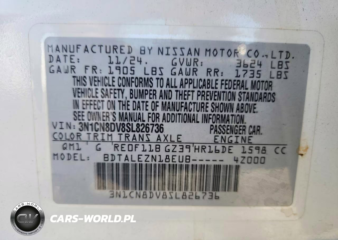 2025 Nissan Versa S VIN:3N1CN8DV8SL826736 - 12