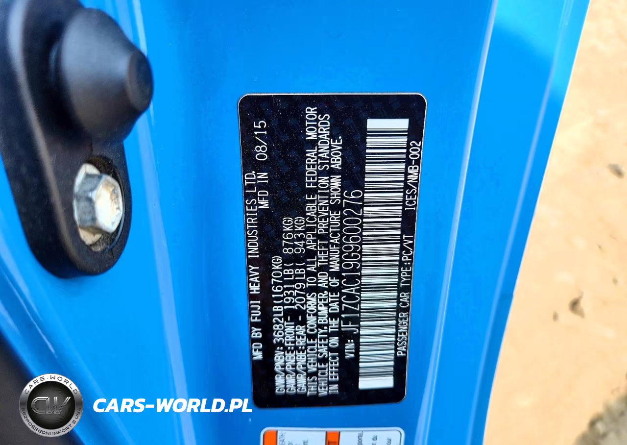 2016 Subaru Brz 2.0 Limited VIN:JF1ZCAC19G9600276 - 12