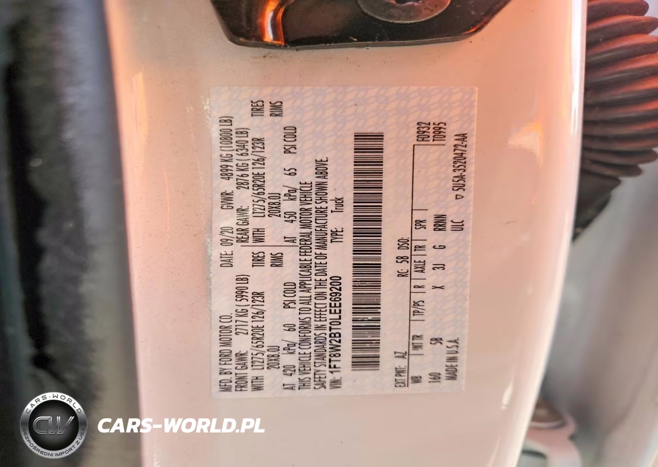 2020 Ford F250 Super Duty VIN:1FT8W2BT0LEE69200 - 12