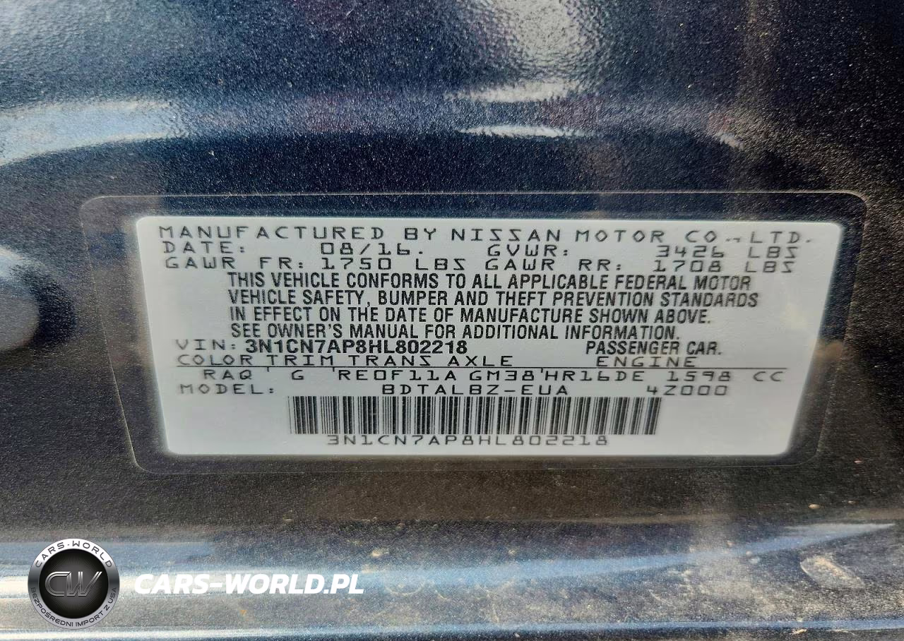 2017 Nissan Versa 1.6 S VIN:3N1CN7AP8HL802218 - 12
