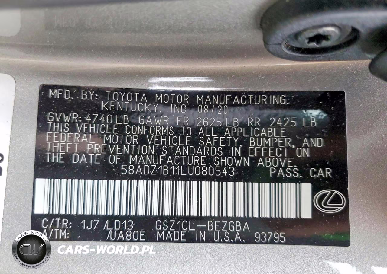2020 Lexus Es 350 VIN:58ADZ1B11LU080543 - 12