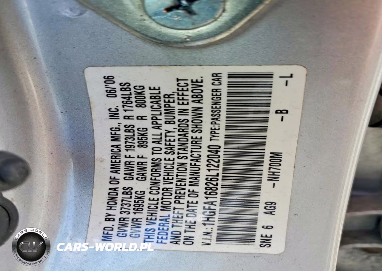 2006 Honda Civic Ex VIN:1HGFA16826L122040 - 12