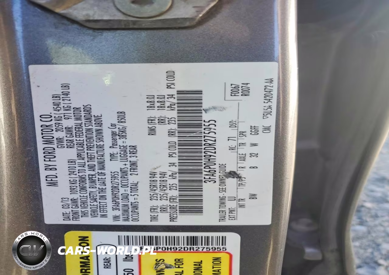 2013 Ford Fusion Se VIN:3FA6P0H92DR275955 - 12
