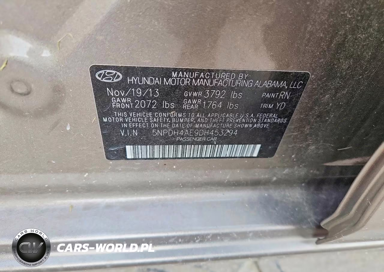 2013 Hyundai Elantra Limited VIN:5NPDH4AE9DH453294 - 12