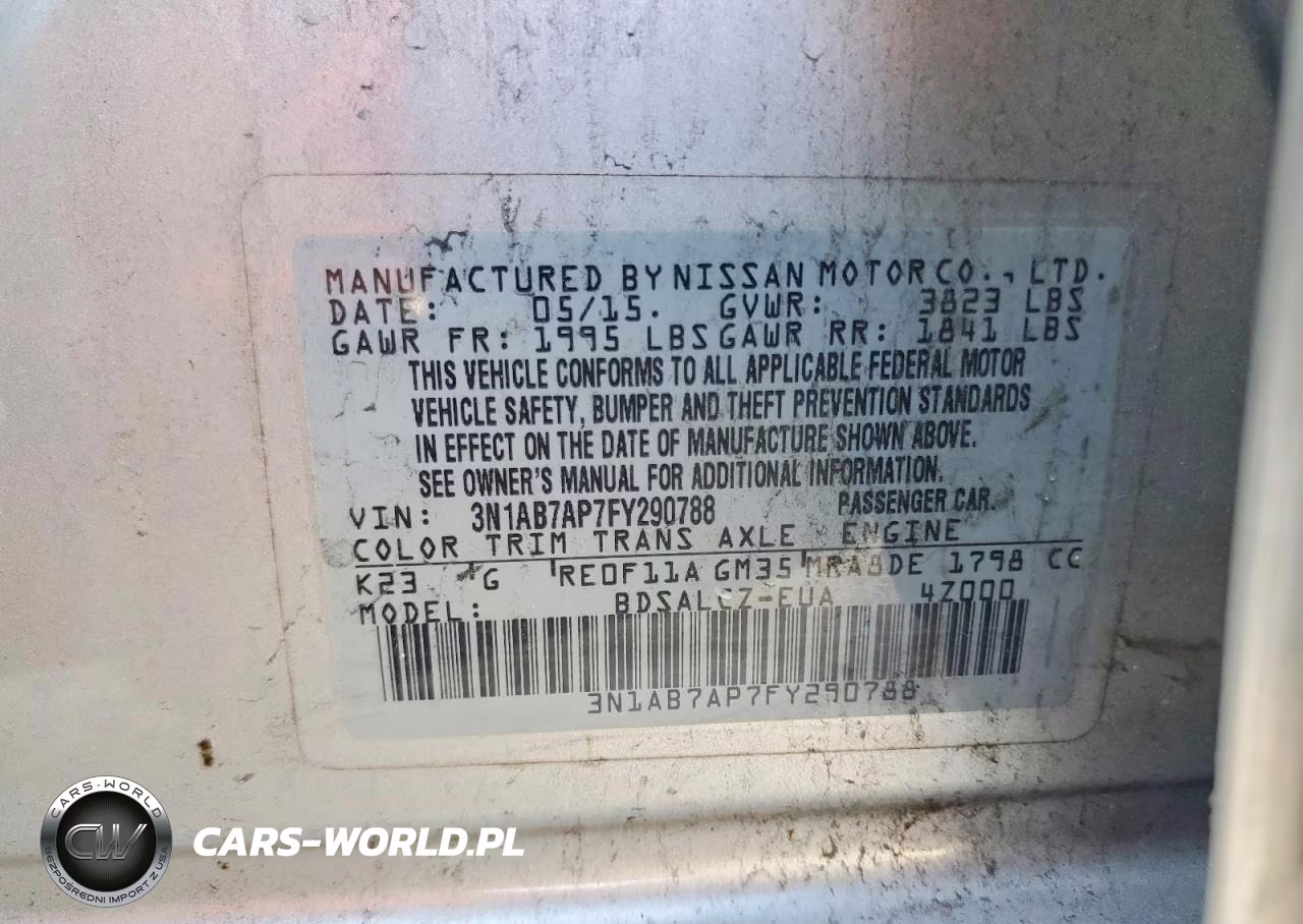 2015 Nissan Sentra S VIN:3N1AB7AP7FY290788 - 13