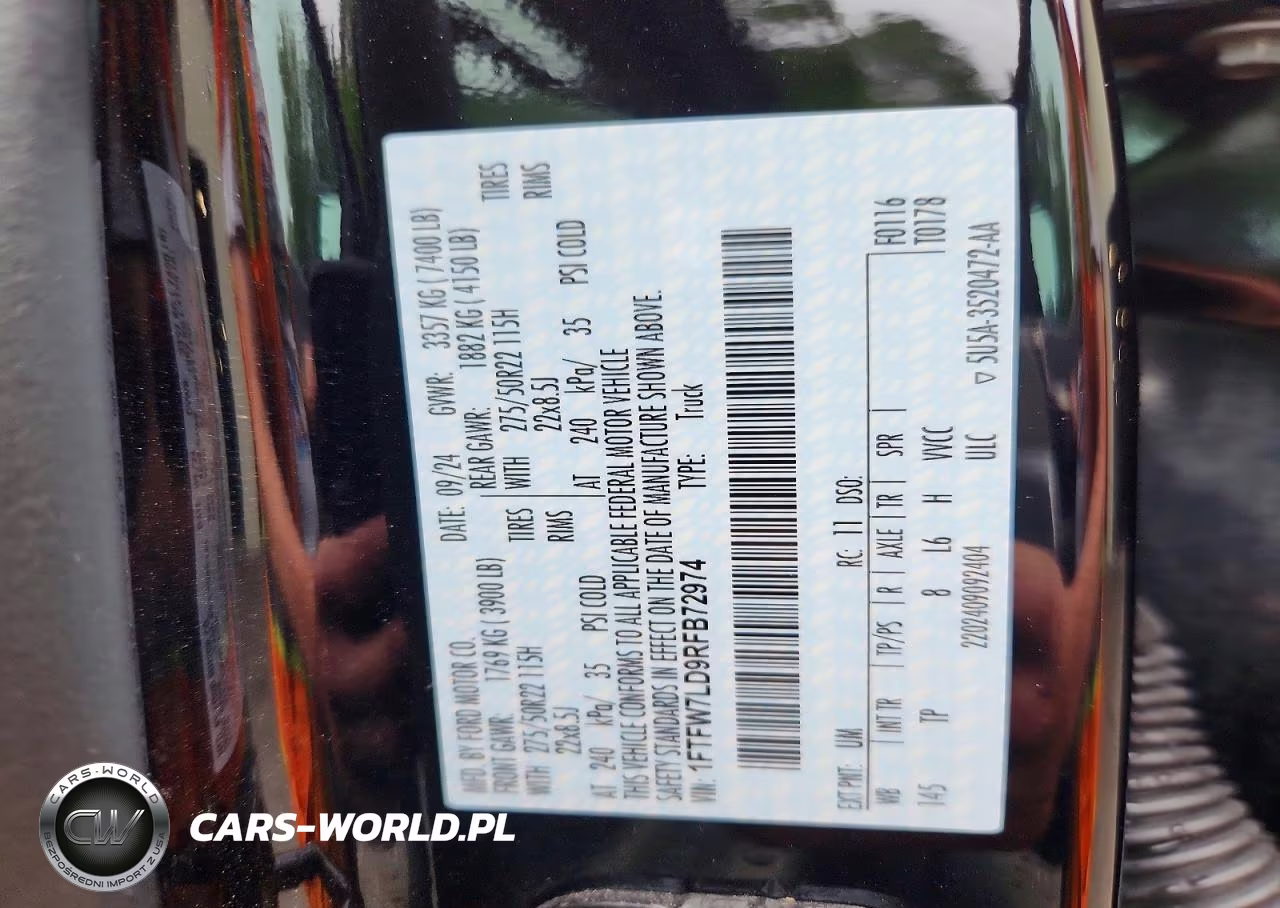 2024 Ford F150 Platinum VIN:1FTFW7LD9RFB72974 - 12