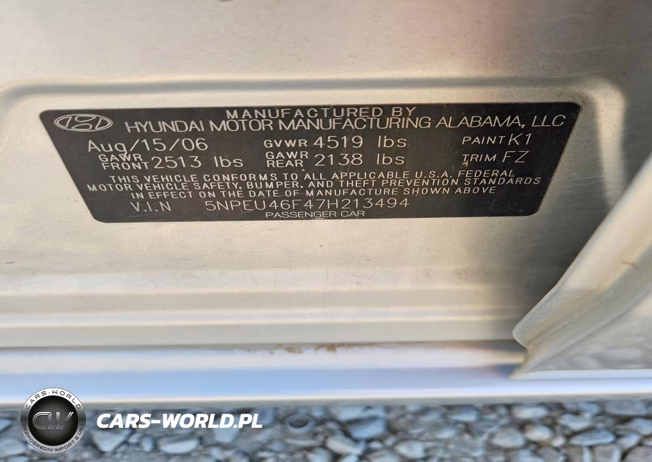 2007 Hyundai Sonata Se VIN:5NPEU46F47H213494 - 12