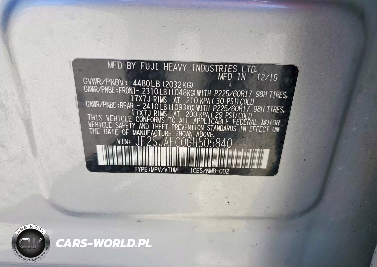 2016 Subaru Forester 2.5I Premium VIN:JF2SJAFC0GH505840 - 13