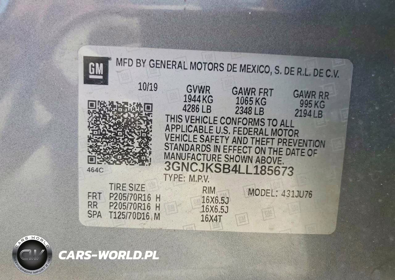2020 Chevrolet Trax Ls VIN:3GNCJKSB4LL185673 - 12