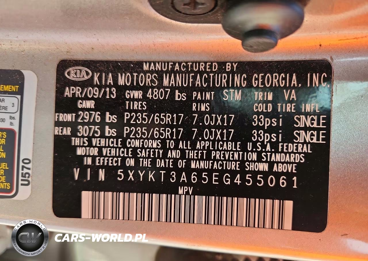 2014 Kia Sorento Lx VIN:5XYKT3A65EG455061 - 13