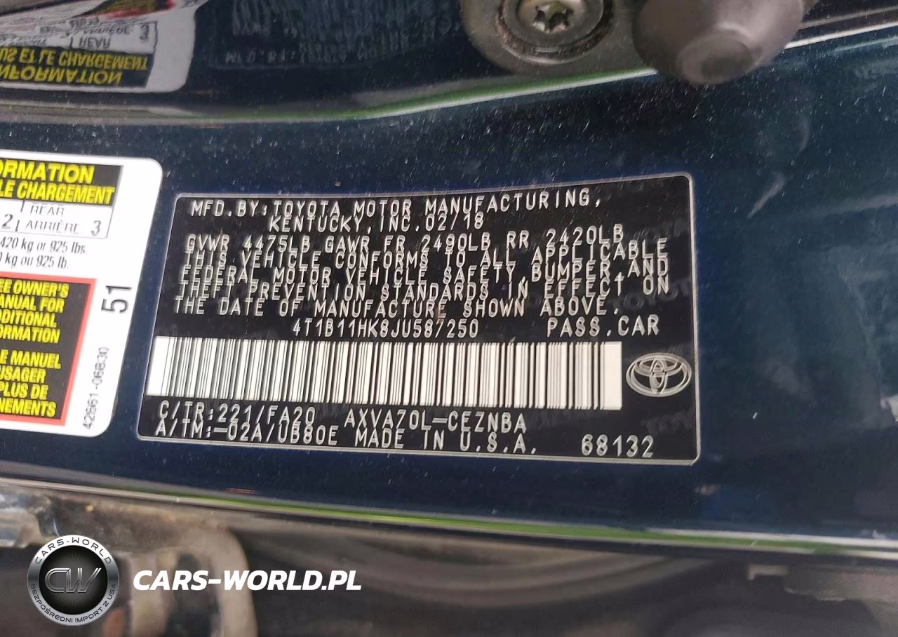 2018 Toyota Camry Le VIN:4T1B11HK8JU587250 - 13